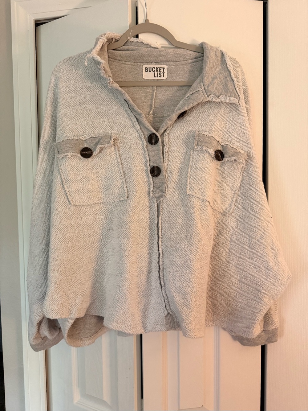 BUCKETLIST Women's Light Gray Button Pullover Utility Jacket